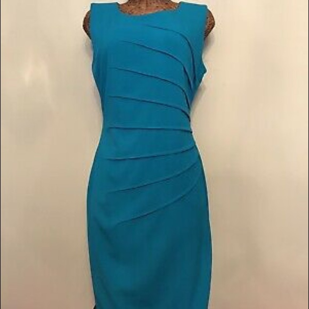 Calvin Klein sunburst sheath dress in Teal / Aqua